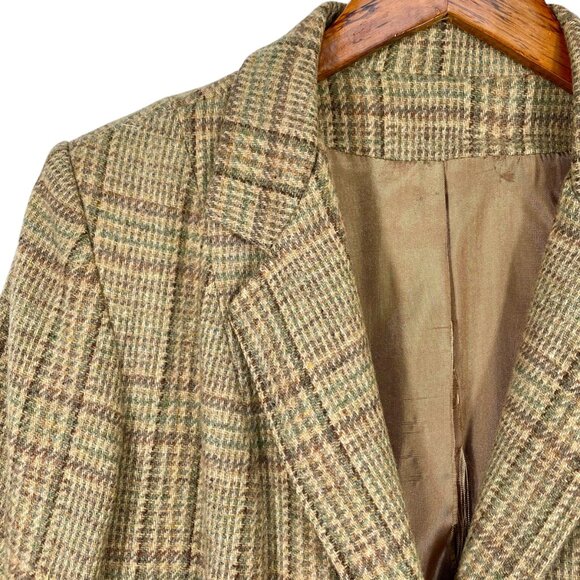 Vintage Wool Blazer Camel Plaid 1970s–80s ILGWU – Made in USA, Womens 8 / Medium - Picture 6 of 12